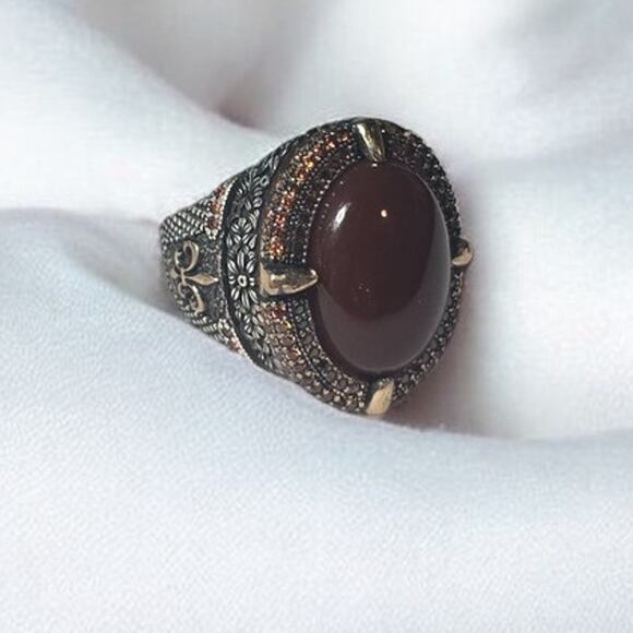 Carnelian 925 Silver Vintage Men's Ring Size 11.5 - Picture 9 of 13